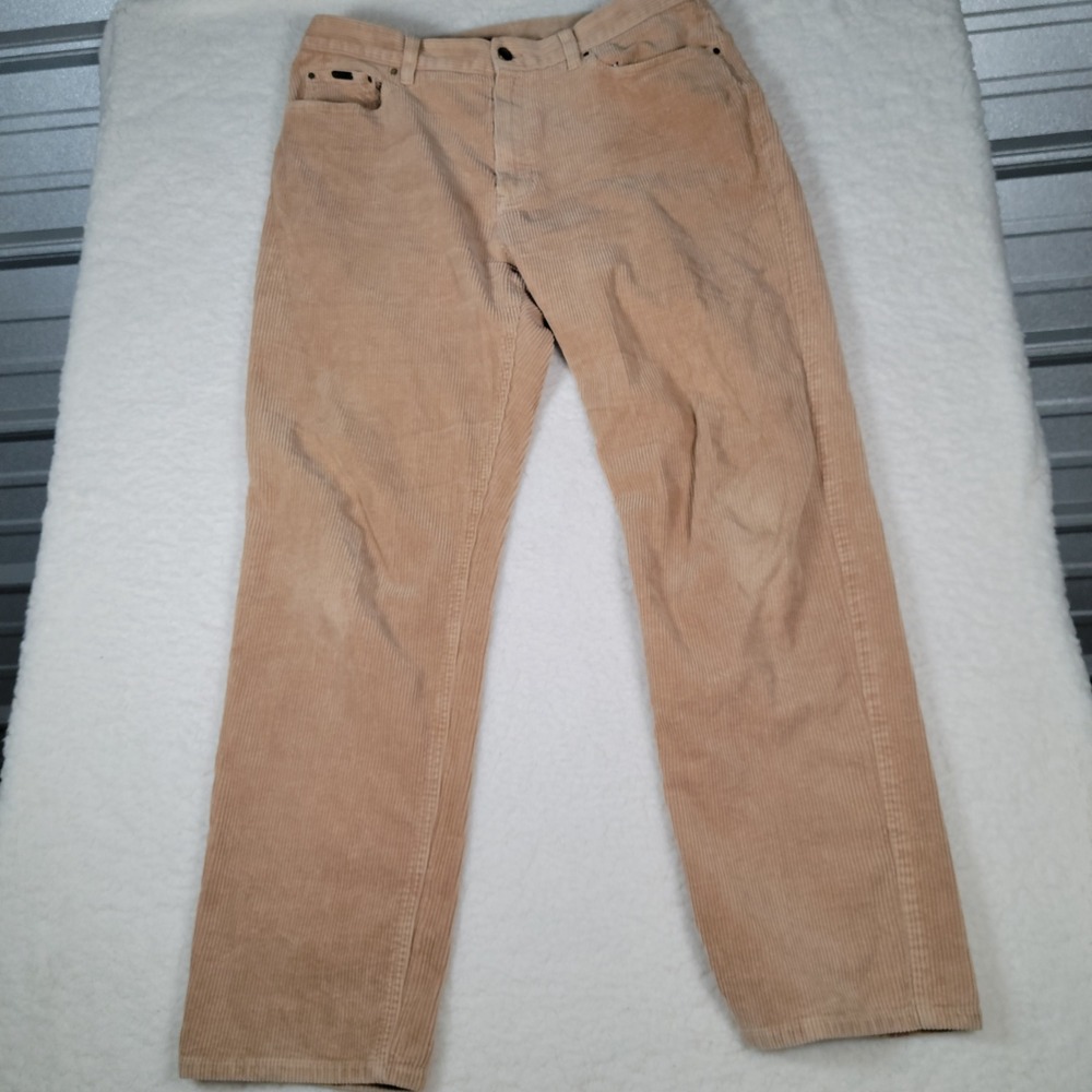 Lauren Jeans Co Ralph Lauren Corduroy Pants Womens 14 Tan Straight Leg Stretch